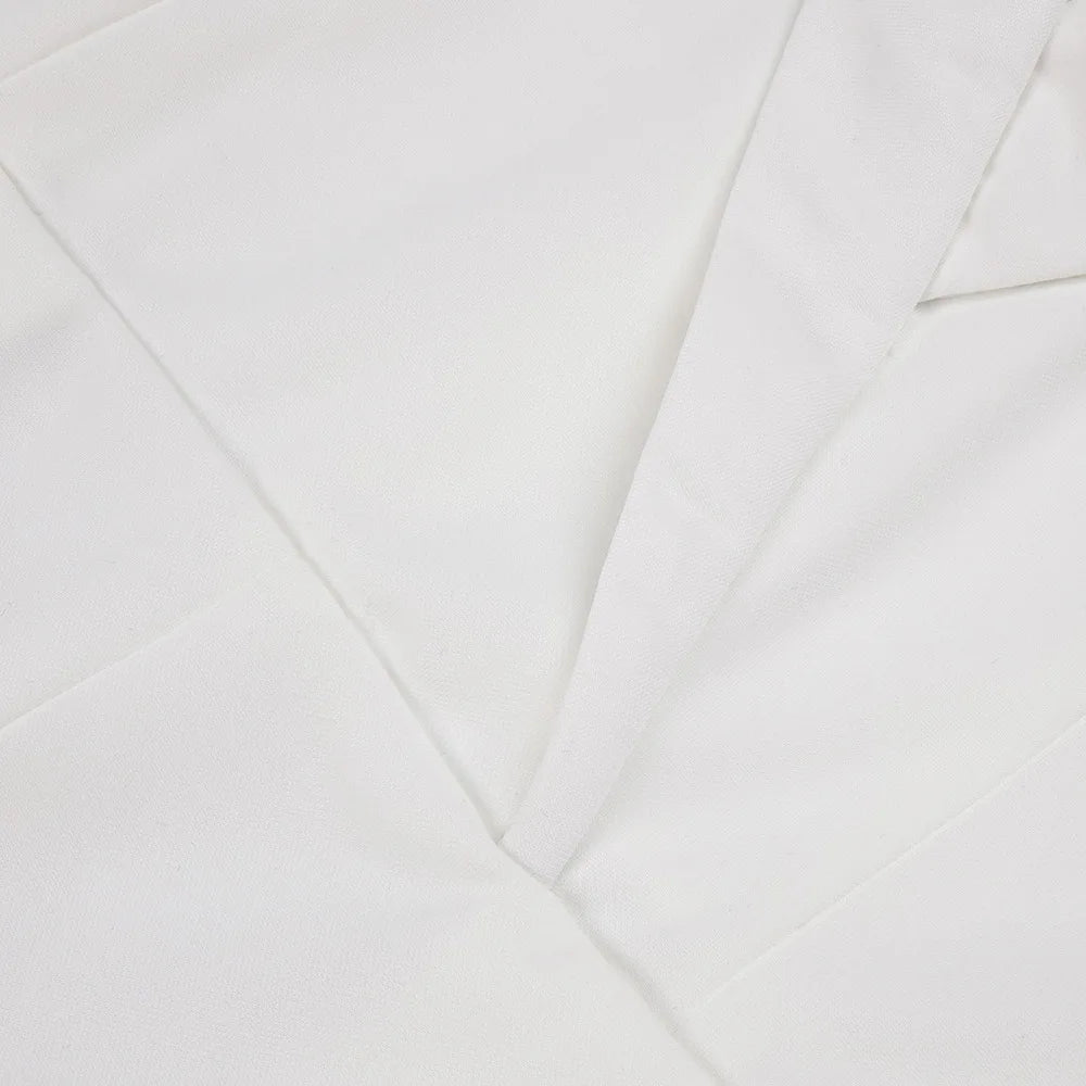 Luxury Long Sleeve Pearl White Bodycon Set Jumpsuit