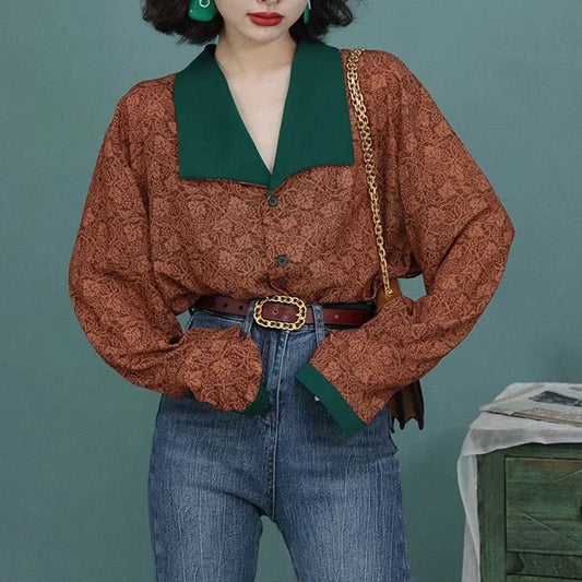 Vintage Floral Blouse Harajuku Patchwork