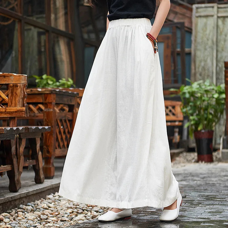 Vintage Linen Wide-Leg 2025 Winter Trousers