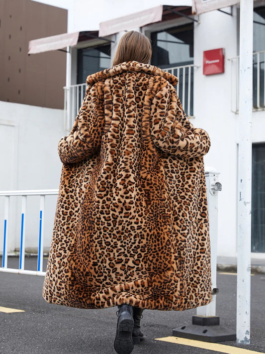 High Street Leopard Print Long Faux Fur Coat