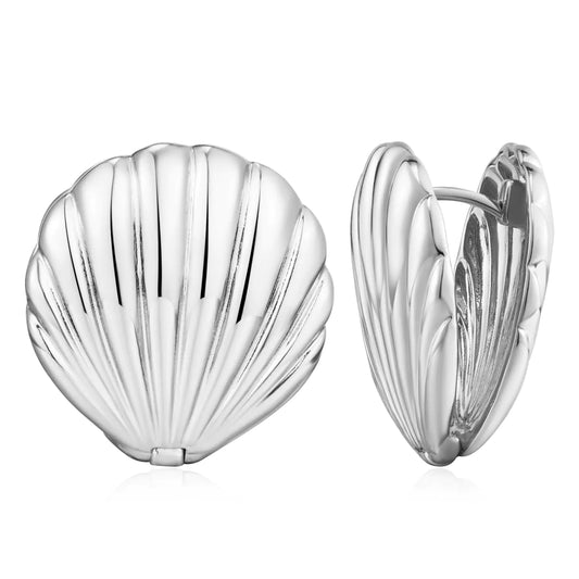 LILIE & WHITE Silver Shell Stud Earrings