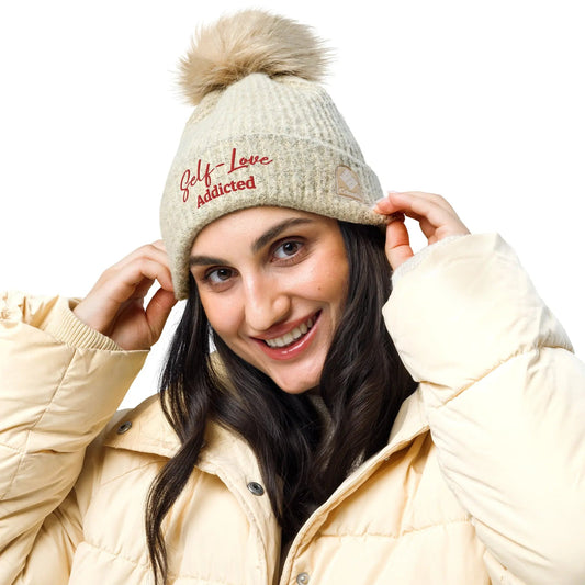 Self-Love Addicted Columbia Pom-Pom Beanie With Embroidery