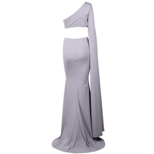 Grey One-Shoulder Evening Dress