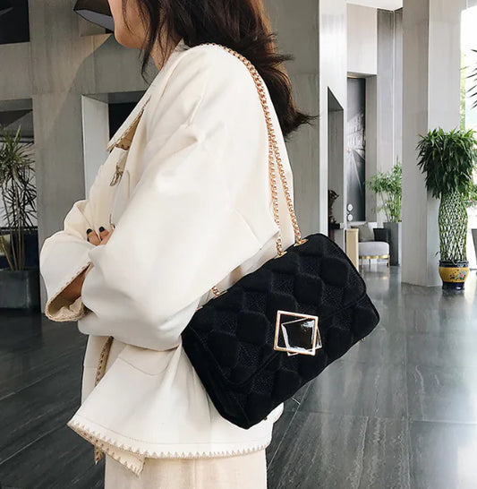 Mini Velvet Diamond-Quilted Chain Shoulder Bag