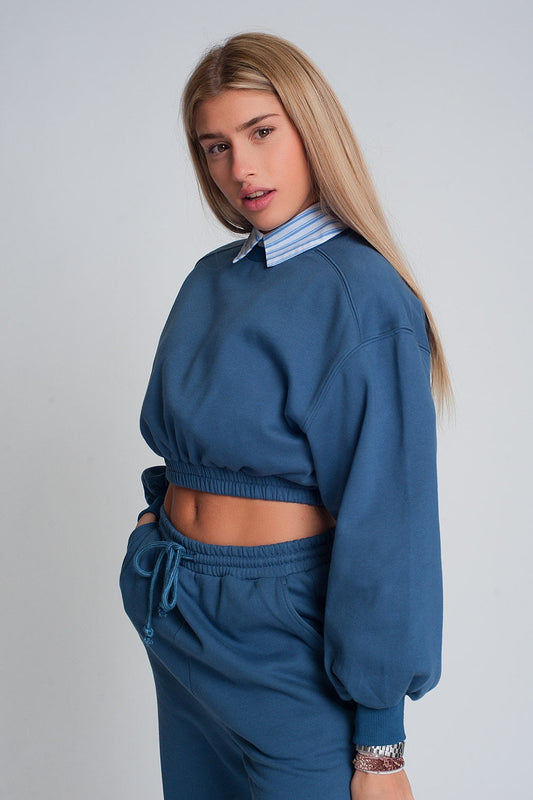 Over-Sized Cropped Sweatshirt