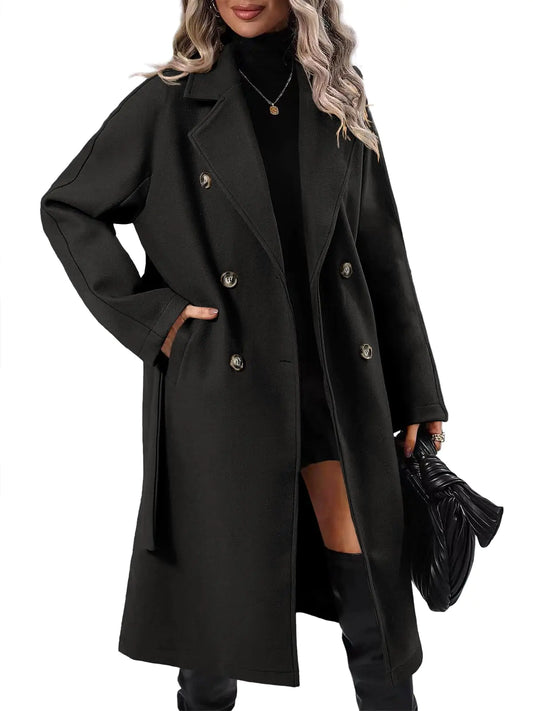 Chic Mid-Length Wool Pea Coat