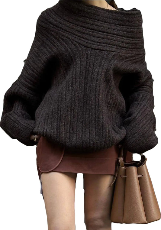 Off The Shoulder Oversized Batwing Long Sleeve Sweater